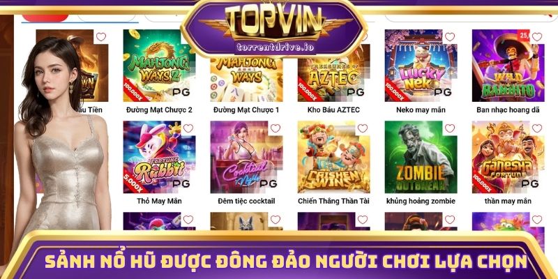 Sảnh nổ hũ Topvin được đông đảo người chơi lựa chọn